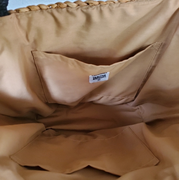 Abstract Botanical Print Woven Straw Tote - Tabitha Brown Tan - Picture 6 of 8